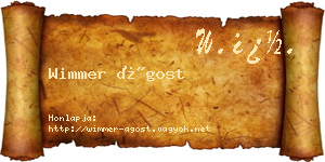 Wimmer Ágost névjegykártya